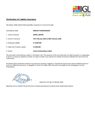 Verification of Liability Insurance